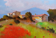 Load image into Gallery viewer, Tuscany painting Andrea Borella painter &quot;Old country houses&quot; landscape original canvas artwork Italy
