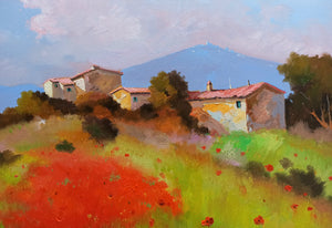 Tuscany painting Andrea Borella painter "Old country houses" landscape original canvas artwork Italy