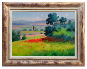 Tuscany painting by Andrea Borella painter "Summer countryside" landscape original canvas artwork Italy