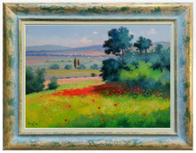 Load image into Gallery viewer, Tuscany painting by Andrea Borella painter &quot;Summer countryside&quot; landscape original canvas artwork Italy
