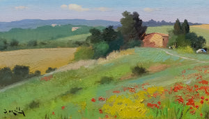 Tuscany painting Andrea Borella painter "Tuscan hills" original landscape artwork Italy