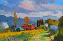 Load image into Gallery viewer, Tuscany painting by Andrea Borella painter &quot;The red house&quot; landscape original artwork Italy
