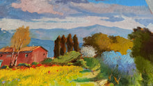 Load image into Gallery viewer, Tuscany painting by Andrea Borella painter &quot;The red house&quot; landscape original artwork Italy
