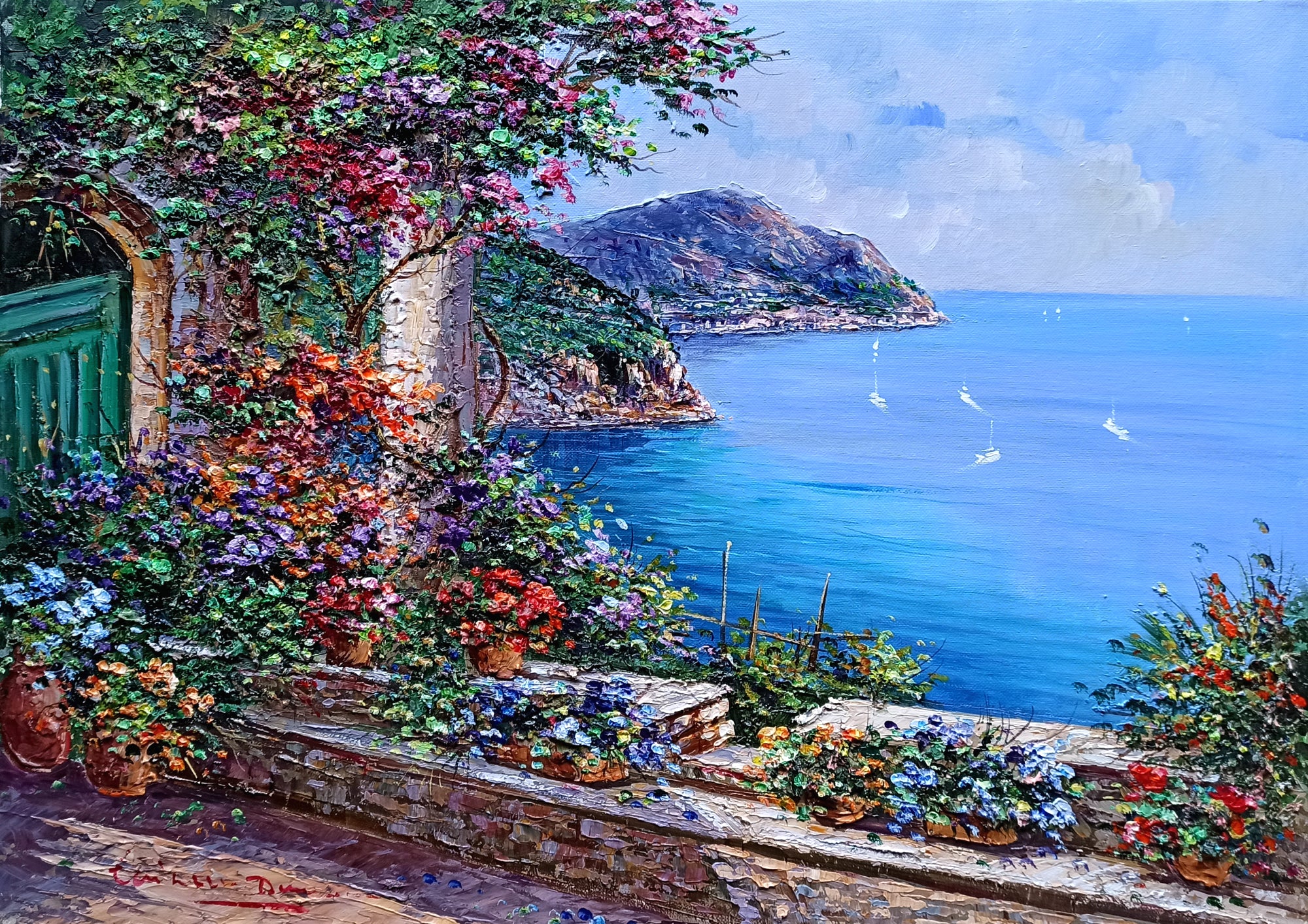 Amalfitan Coast painting by Domenico Caiazza 