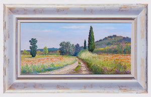 Tuscany painting Biagio Chiesi painter "Little country road" original Italian landscape Toscana