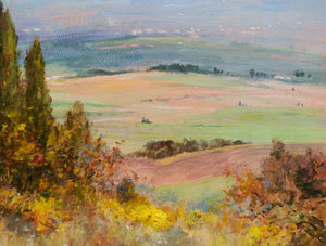 Tuscany painting Biagio Chiesi painter "Autumn landscape" original Italian artwork Toscana