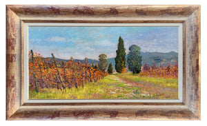 Tuscany painting Biagio Chiesi painter "Vineyard landscape" original Italian artwork Toscana