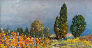 Tuscany painting Biagio Chiesi painter "Autumn vineyard" original Italian artwork Toscana landscape