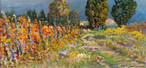 Tuscany painting Biagio Chiesi painter "Autumn vineyard" original Italian artwork Toscana landscape