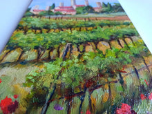 Load image into Gallery viewer, Tuscany painting Bruno Chirici original &quot;Medieval village vineyard&quot; landscape oil on canvas
