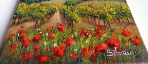 Tuscany painting Bruno Chirici "Village with flowery vineyard" Toscana artwork landscape oil canvas
