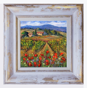 Tuscany painting by Bruno Chirici "The vineyard path" Toscana artwork landscape oil canvas