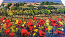 Load image into Gallery viewer, Tuscany painting by Bruno Chirici &quot;Flowers in the vineyard&quot; original oil artwork on canvas
