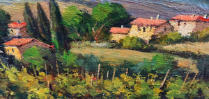 Tuscany painting by Bruno Chirici "Flowers in the vineyard" original oil artwork on canvas