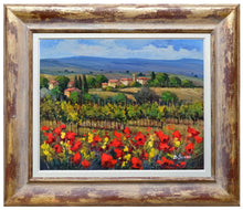 Load image into Gallery viewer, Tuscany painting by Bruno Chirici &quot;Flowers in the vineyard&quot; original oil artwork on canvas
