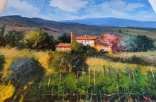 Load image into Gallery viewer, Tuscany painting by Bruno Chirici &quot;Flowery countryside&quot; original oil artwork on canvas
