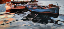 Load image into Gallery viewer, Southern Italy painting &quot;Boats at rest&quot; oil canvas original painter Vittorio Colucci Italian seaside
