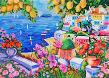 Load image into Gallery viewer, Positano painting by Alfredo Grimaldi painter &quot;Nature on the coast&quot; original canvas artwork Italy
