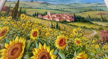 Load image into Gallery viewer, Tuscany painting landscape by Raimondo Pacini &quot;The sunflowers valley&quot; Toscana artwork impressionist oil canvas
