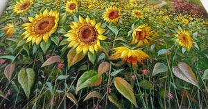 Tuscany painting landscape by Raimondo Pacini "The sunflowers valley" Toscana artwork impressionist oil canvas