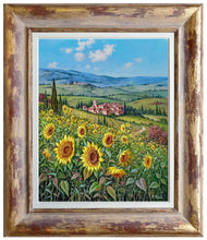 Load image into Gallery viewer, Tuscany painting landscape by Raimondo Pacini &quot;The sunflowers valley&quot; Toscana artwork impressionist oil canvas
