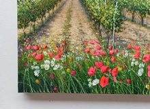 Load image into Gallery viewer, Tuscany painting landscape by Raimondo Pacini &quot;Daisies &amp; Poppies in the vineyard&quot; Toscana artwork impressionist oil canvas
