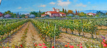 Load image into Gallery viewer, Tuscany painting landscape by Raimondo Pacini &quot;Daisies &amp; Poppies in the vineyard&quot; Toscana artwork impressionist oil canvas
