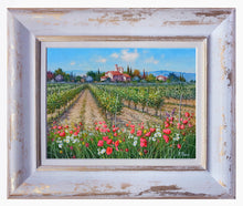 Load image into Gallery viewer, Tuscany painting landscape by Raimondo Pacini &quot;Daisies &amp; Poppies in the vineyard&quot; Toscana artwork impressionist oil canvas
