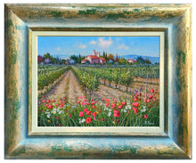 Load image into Gallery viewer, Tuscany painting landscape by Raimondo Pacini &quot;Daisies &amp; Poppies in the vineyard&quot; Toscana artwork impressionist oil canvas
