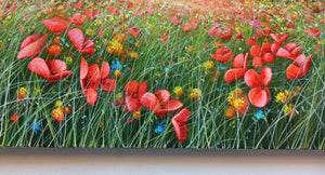 Tuscany painting by Raimondo Pacini painter "Field of colorful flowers" original canvas Toscana landscape