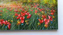 Load image into Gallery viewer, Tuscany painting by Raimondo Pacini painter &quot;Field of colorful flowers&quot; original canvas Toscana landscape
