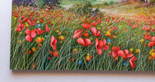 Load image into Gallery viewer, Tuscany painting by Raimondo Pacini painter &quot;Field of colorful flowers&quot; original canvas Toscana landscape
