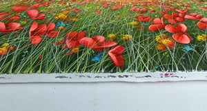 Tuscany painting by Raimondo Pacini painter "Field of colorful flowers" original canvas Toscana landscape