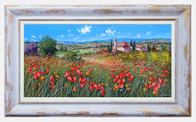 Load image into Gallery viewer, Tuscany painting by Raimondo Pacini painter &quot;Field of colorful flowers&quot; original canvas Toscana landscape
