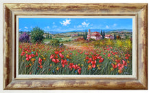 Load image into Gallery viewer, Tuscany painting by Raimondo Pacini painter &quot;Field of colorful flowers&quot; original canvas Toscana landscape
