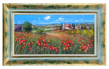 Load image into Gallery viewer, Tuscany painting by Raimondo Pacini painter &quot;Field of colorful flowers&quot; original canvas Toscana landscape
