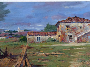 Tuscany painting Claudio Pallini painter "Quiet country farmhouse" artwork oil landscape Italy Toscana