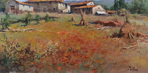 Tuscany painting Claudio Pallini painter "Summer day" artwork oil landscape Italy Toscana