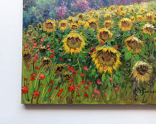 Load image into Gallery viewer, Tuscany painting Domenico Ronca painter &quot;Landscape with sunflowers&quot; oil canvas original Toscana artwork
