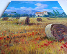 Load image into Gallery viewer, Tuscany painting Domenico Ronca painter &quot;Summer countryside&quot; landscape oil canvas original Toscana artwork

