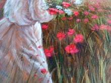 Load image into Gallery viewer, Italian painting Domenico Ronca painter &quot;Girl with flowers&quot; original oil on canvas artwork
