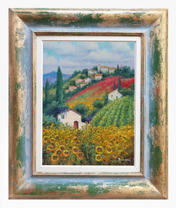 Tuscany painting by Domenico Ronca painter "Blooming hills" oil canvas original Toscana artwork