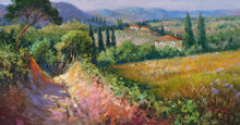 Load image into Gallery viewer, Tuscany painting by Domenico Ronca painter &quot;Country road&quot; oil canvas original Toscana artwork
