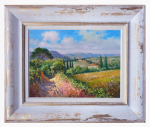 Tuscany painting by Domenico Ronca painter "Country road" oil canvas original Toscana artwork