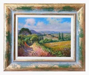 Tuscany painting by Domenico Ronca painter "Country road" oil canvas original Toscana artwork