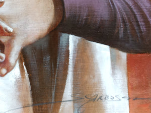 Painting woman "What do you think" original Antonio Sgarbossa 1945 certified Venezia