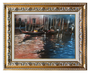 Venice painting "In the evening" original artwork by Antonio Sgarbossa 1945 certified Venezia
