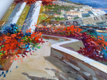 Load image into Gallery viewer, Amalfi painting Vincenzo Somma painter &quot;Flowery road&quot; original canvas artwork Italy
