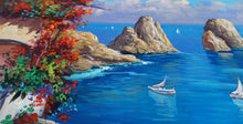 Load image into Gallery viewer, Capri painting by Vincenzo Somma &quot;Seastacks belvedere&quot; original canvas Italian painter
