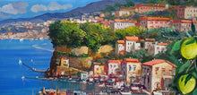 Load image into Gallery viewer, Sorrento painting by Vincenzo Somma painter &quot;Blue sea and lemons&quot; original canvas artwork southern Italy
